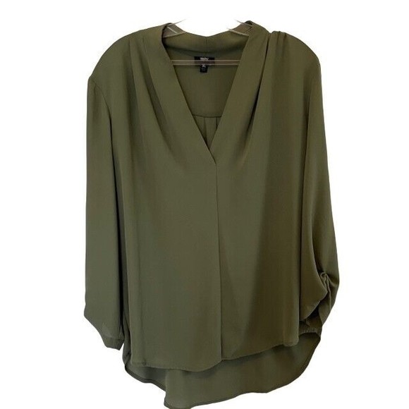 Mossimo Supply Co. Tops - Mossimo Olive Green Vneck 3/4 Sleeve Blouse Size XL